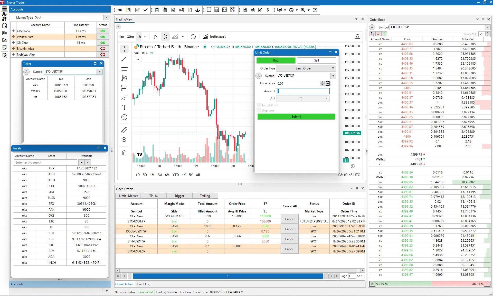 NexusTrader desktop interface